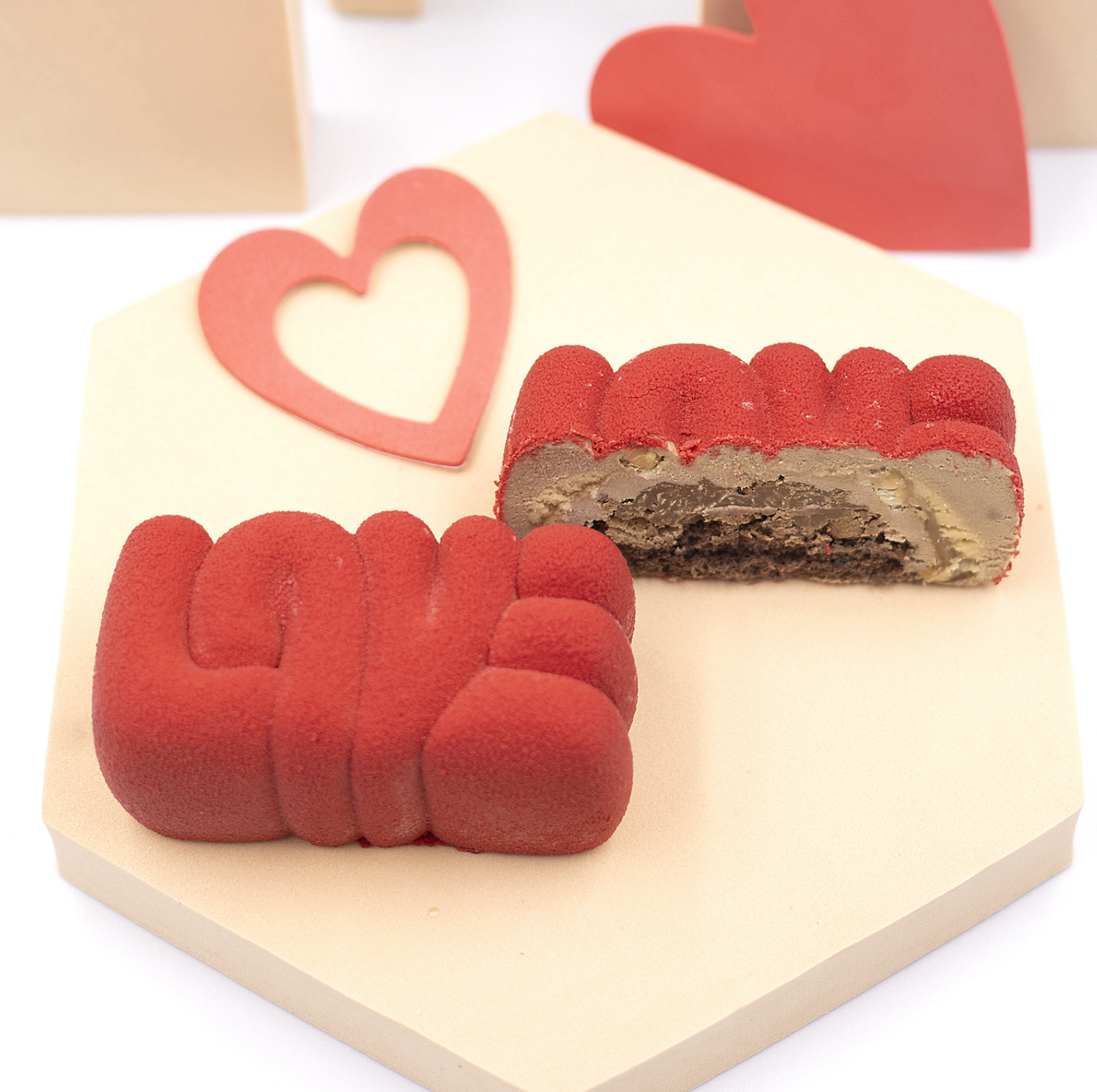 Hazelnut Caramel Love Valentine's Day Cakes