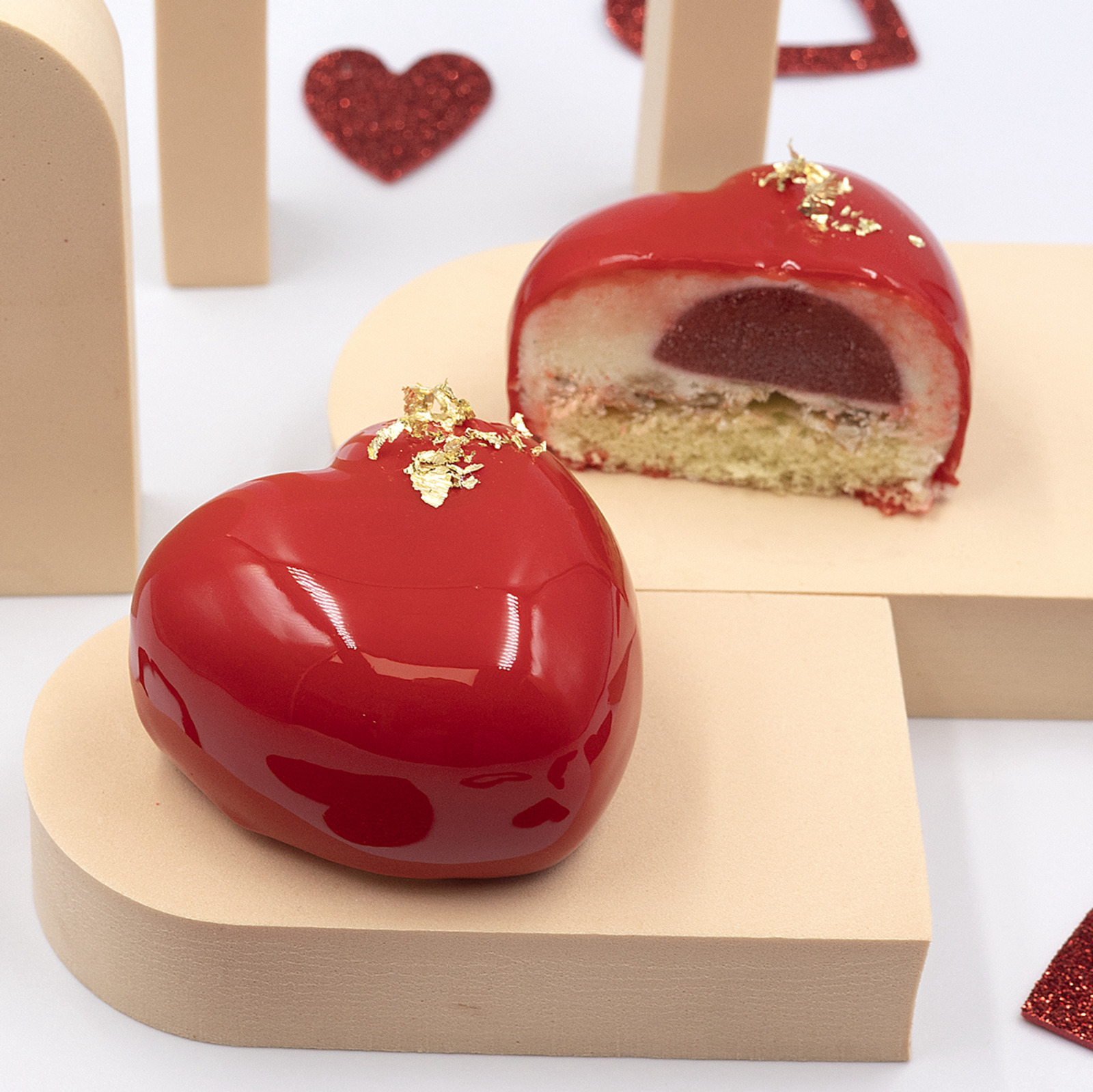 Strawberry Vanilla Red heart Valentine's Day Cakes